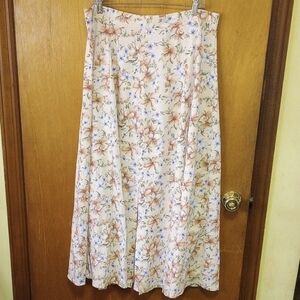 B.U.G. Size 22/24W Peach Maxi Skirt, Polyester & Cotton, Lavender, Green